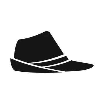 Vector hunter hat black simple icon isolated on white Stock Illustration