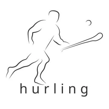 Vector hurling game. Irish hurling. Hurley and sliotar. Stock Illustration