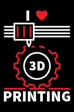 Vector I Love 3D Printing concept illustration on dark background Stock Illustration