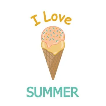 Vector I love summer Ice cream illustration. Stock Illustration