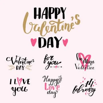 Vector I love You text overlays hand drawn valentine lettering inspirational 스톡 일러스트