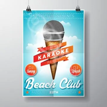 Vector Ice Cream and Microphone Flyer Illustration Stock Illustration