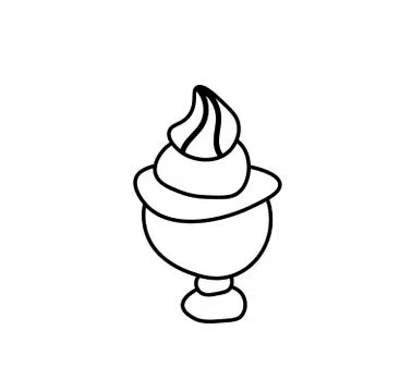 Vector ice cream with a black line.Simple food and cooking illustration Stock Illustration