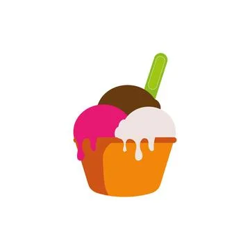 Vector ice cream flat icon. Melting ice cream dessert isolated Illustrazione stock
