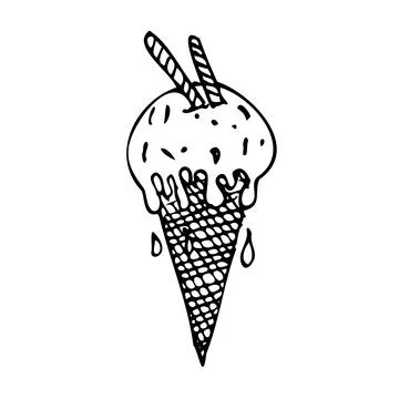 Vector Ice cream with glazed, waffles tubules Stock Illustration