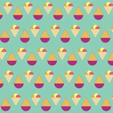 Vector Ice Cream Horn pattern seamless background Stock Illustration