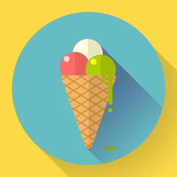 Vector Ice Cream icon. Flat designed style Stock Illustration