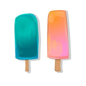 Vector ice cream illustrations, isolated on white background, two ice-creams Stock Illustration