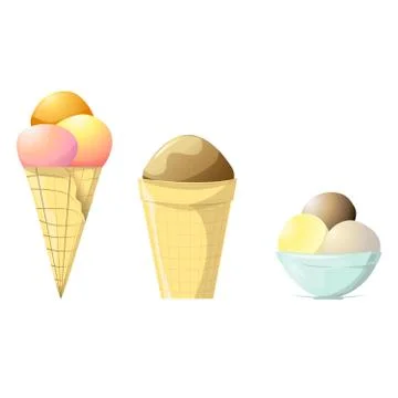 Vector ice cream illustrations isolated on white Stock Illustration