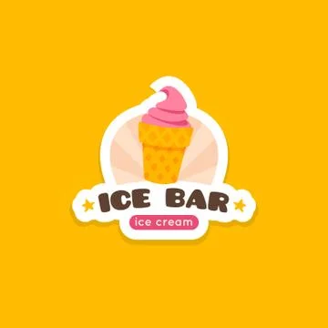 Vector ice cream logo template. Sweets cafe label. Stock Illustration