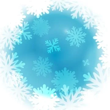 Vector : Ice crystal and bubble on blue winter background Stock Illustration