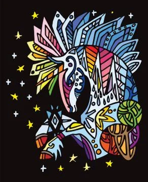 Vector ice unicorn black Stock Illustration