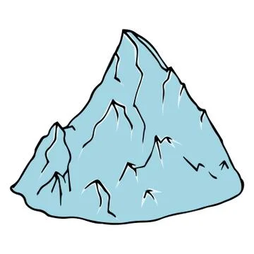 Vector of an iceberg. Glacier hand drawn. Melting iceberg. Concept of global  Stock Illustration