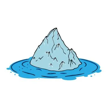 Vector of an iceberg. Glacier hand drawn. Melting iceberg. Concept of global  Stock Illustration