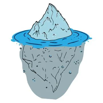 Vector of an iceberg. Glacier hand drawn. Melting iceberg. Concept of global  Stock Illustration