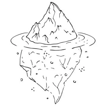 Vector of an iceberg. Glacier hand drawn. Melting iceberg. Concept of global  Stock Illustration