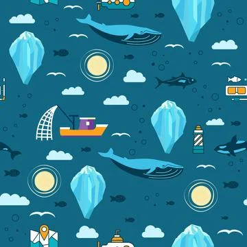 Vector iceberg seamless pattern Stock Illustration