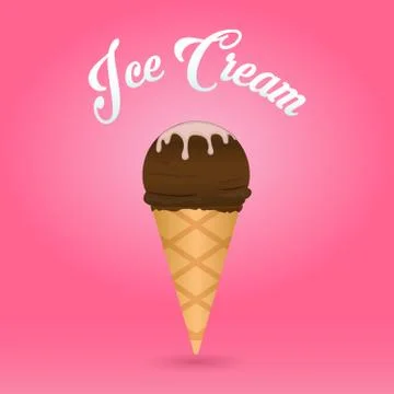 Vector icec ream cone on pink background Stock Illustration