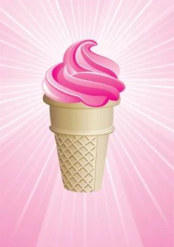 Vector icecream cone on retro background Stock Illustration