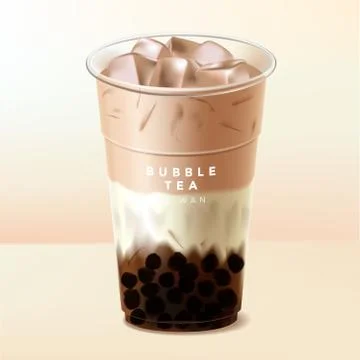 Vector Iced Black or Brown Sugar Taiwan Boba Bubble Tea or Milk Tea Stock Illustration
