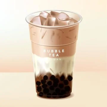 Vector Iced Black or Brown Sugar Taiwan Boba Bubble Tea or Milk Tea Vector... Stock Photos