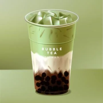 Vector Iced Bubble Tea, Milk Tea or Matcha Green Tea Stock Illustration