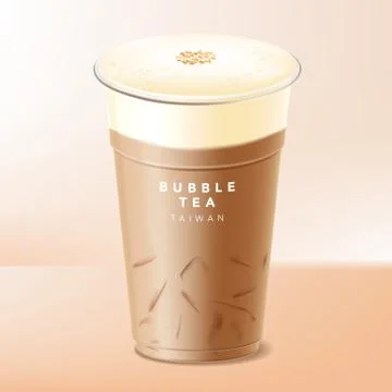 Vector Iced Milk Top, Cover or Cap Taiwanese Bubble Tea, Coffee or Chocolate Stock Illustration
