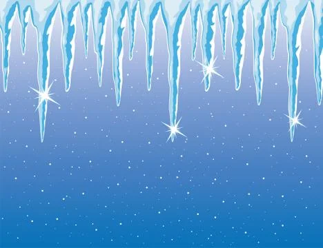 Vector icicles and snowfall Stock Illustration
