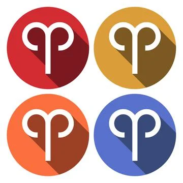 Vector icon of Aries with long shadow effect Stock Illustration