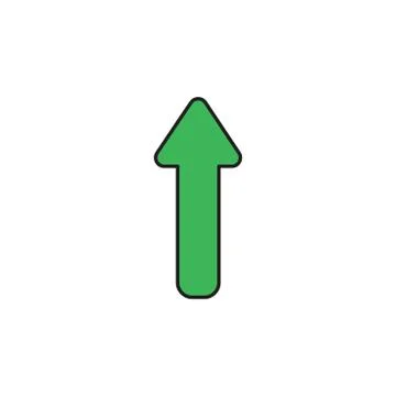 Vector icon of arrow moving up. Black outlines and colored. Illustrazione stock