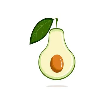 Vector icon of avocado and cut avocado half. Flat illustration. Simple design Stock Illustration