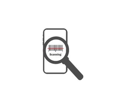 Vector icon barcode reading information through a mobile application. Stock Illustration