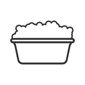 Vector icon of a basin with soapy water and foam. An empty outline is isolate Stock Illustration