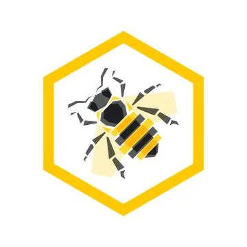 Vector icon bee in polygonal flat style isolated on white Stock Illustration