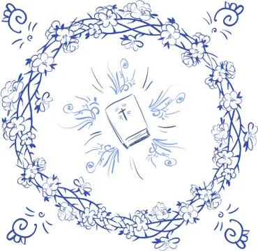 Vector icon bible decor wreath of thorns frame Stock Illustration