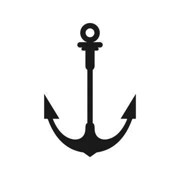 Vector icon of a black anchor on white background. Stock Illustration