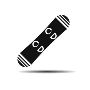 Vector icon black snowboard with shadow Stock Illustration