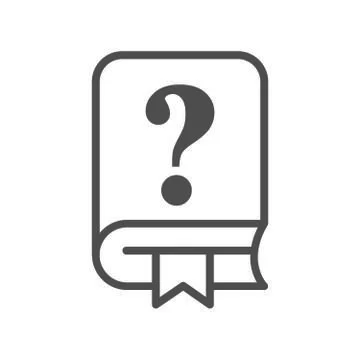 Vector icon of a book with a question mark, an empty outline isolated on a wh Ilustración de archivo
