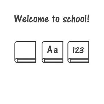 Vector icon of book, school symbol, book logo (primer, ABC-book, children's p Stock Illustration