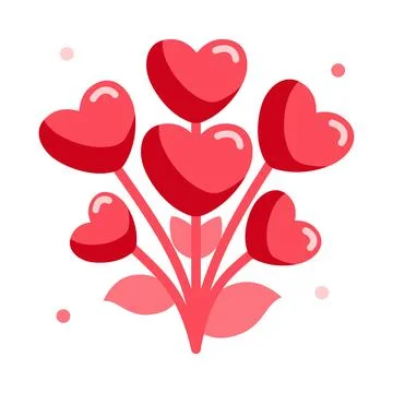Vector icon of a bouquet of flowers in the shape of hearts Stock Illustration
