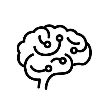 Vector icon brain with black image on white background Illustrazione stock