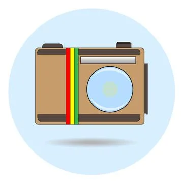 Vector icon -  brown camera with Flag of Ethiopia Stockillustratie