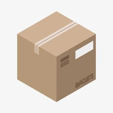 Vector icon of brown isometric box with a tape Stock-Illustration