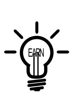 Vector icon bulb, idea to get earn, isolated on White Stock Illustration