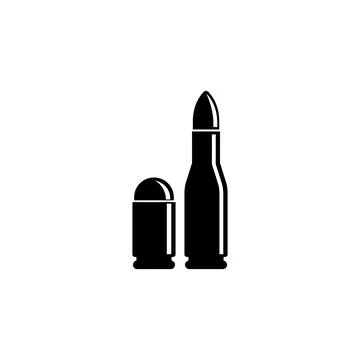 Vector icon of bullet and casing silhouette in black Stock Illustration