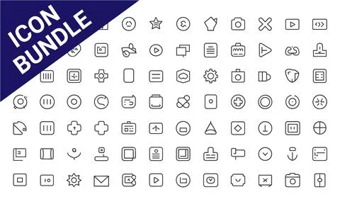 Vector Icon Bundle for Digital Interface, Security, and Media Controls イラスト素材
