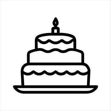 Vector icon of cake with candle on white background Logo for cafe pastry shop Stock Illustration