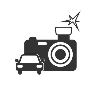 Vector icon, camera with flash to control the movement of cars. Stock illustr Stock Illustration