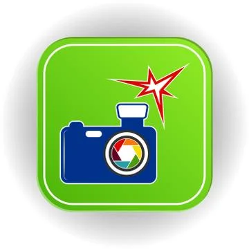 Vector icon, camera with flash. Stock illustration for logos, sites and appli Illustrazione stock