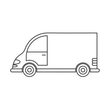 Vector icon of a car or commercial van. Simple design, an empty outline isola Stock Illustration